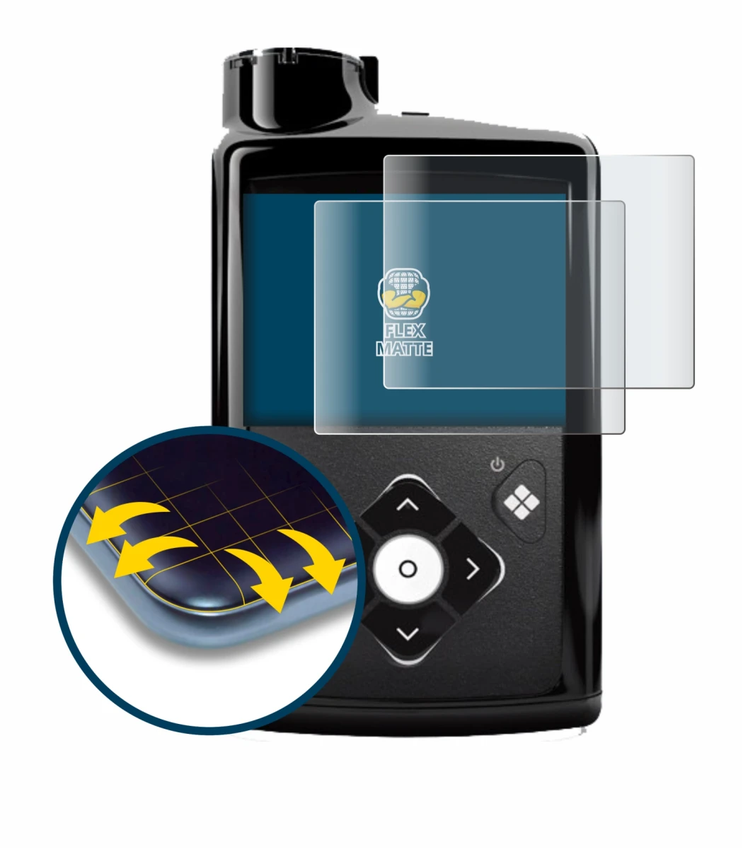 Image de l'appareil Medtronic Minimed 780G avec une grande variété de protections d'écran.