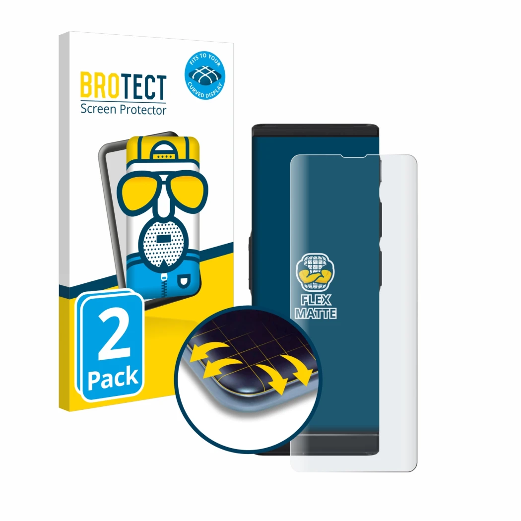 Face avant d’un emballage produit avec le logo de la marque BROTECT. À côté, l’appareil Vasco Translator V4 est représenté ave