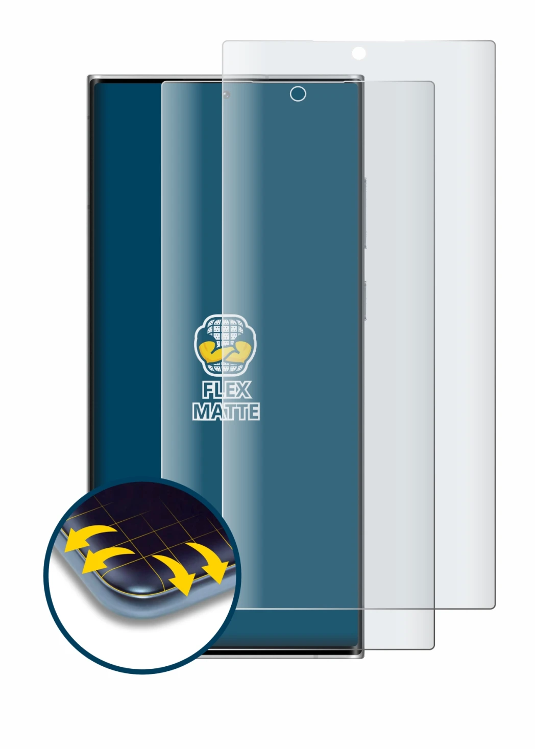 Image de l'appareil Samsung Galaxy S22 Ultra 5G (case-friendly) avec une grande variété de protections d'écran.