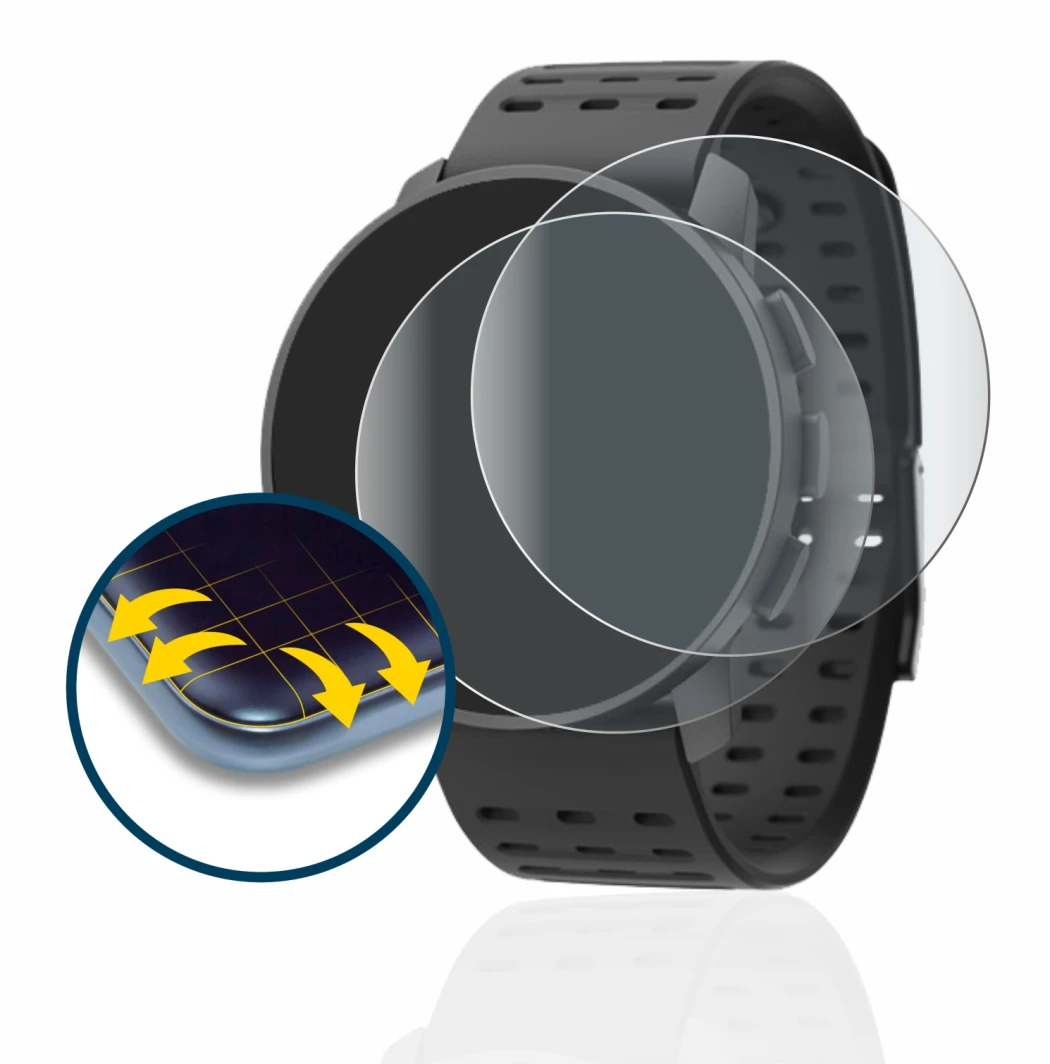 Image de l'appareil Suunto 9 Peak Pro avec une grande variété de protections d'écran.