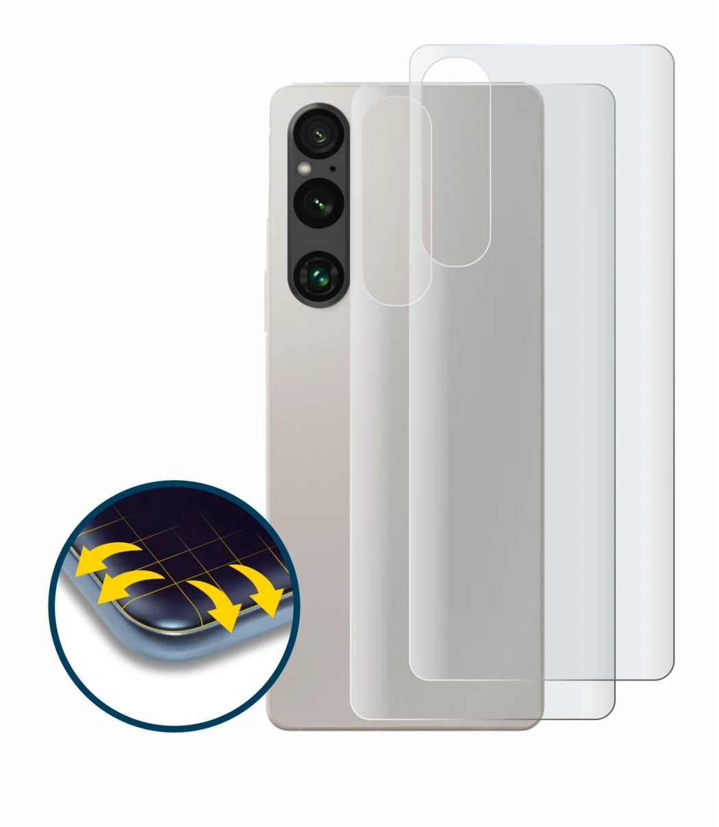 Image de l'appareil Sony Xperia 1 V (Arrière) avec une grande variété de protections d'écran.