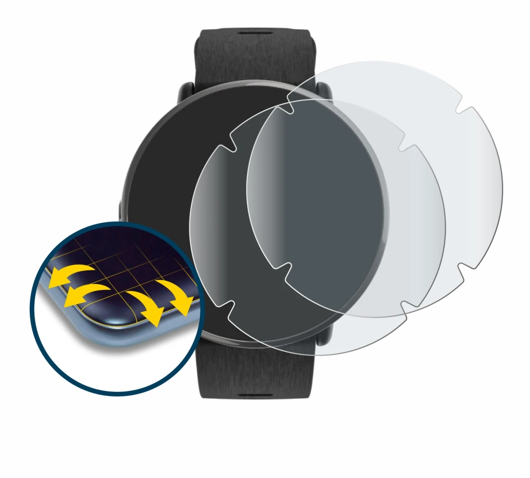 Image de l'appareil Polar Ignite 3 Titanium avec une grande variété de protections d'écran.