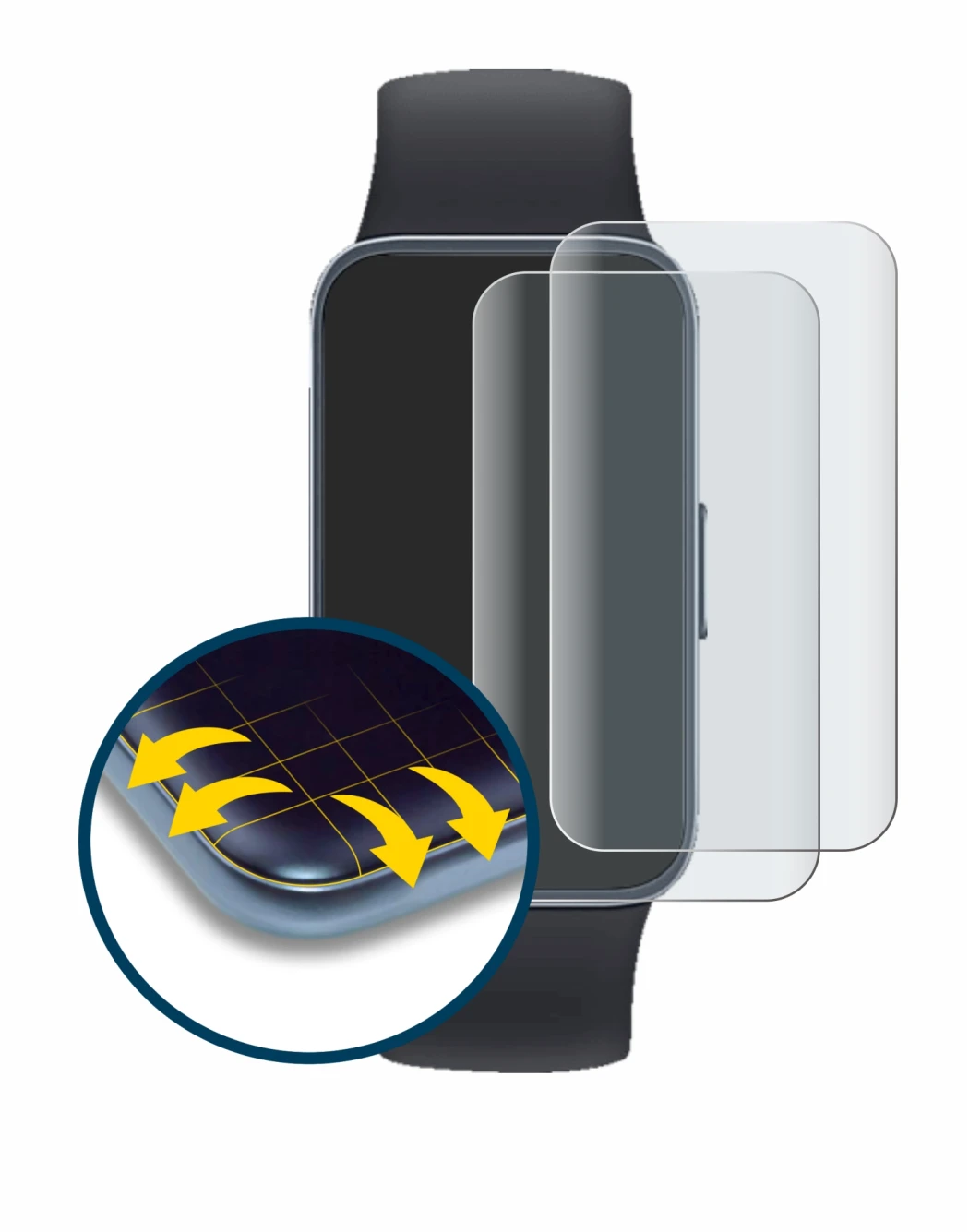Image de l'appareil Huawei Band 8 avec une grande variété de protections d'écran.