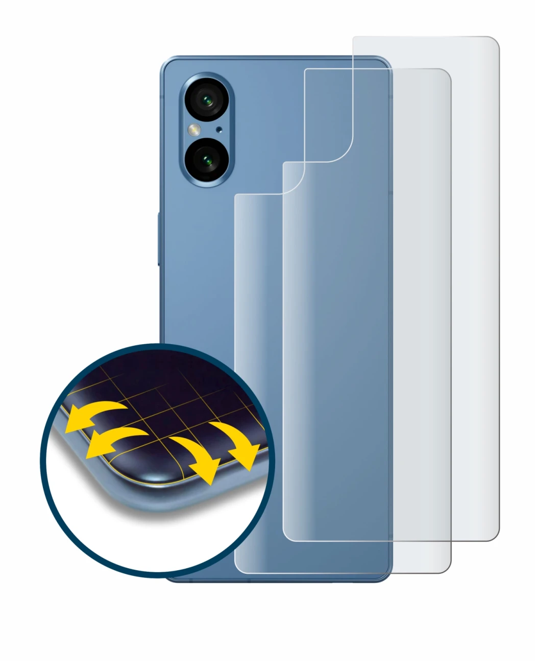 Image de l'appareil Sony Xperia 5 V (Arrière) avec une grande variété de protections d'écran.