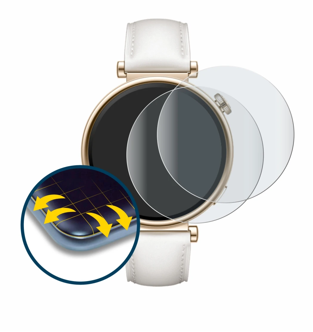 Image de l'appareil Huawei Watch GT 4 (41mm) avec une grande variété de protections d'écran.