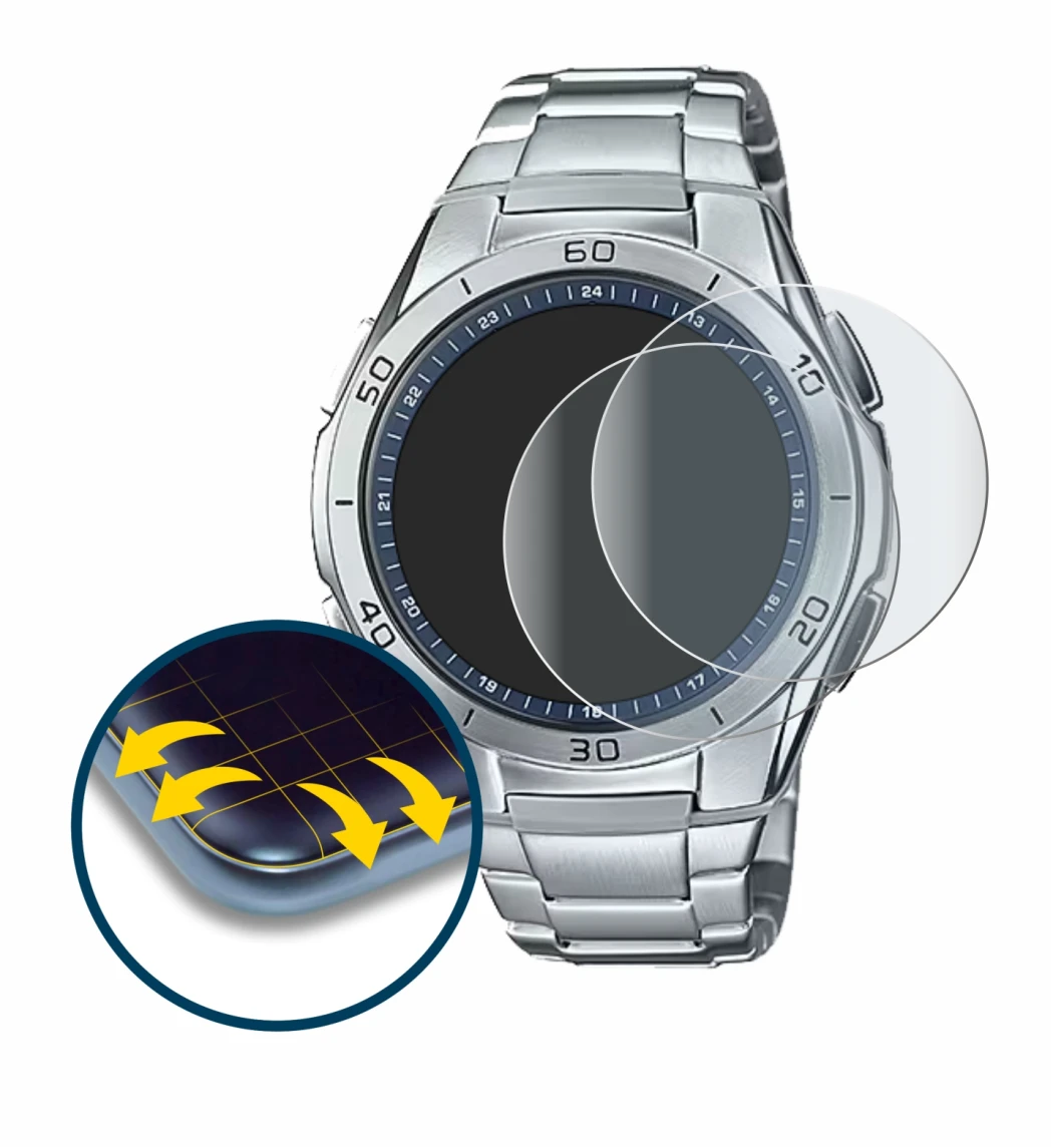 Image de l'appareil Casio WVA-M650D-2A avec une grande variété de protections d'écran.