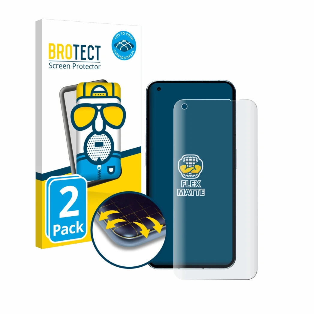 Face avant d’un emballage produit avec le logo de la marque BROTECT. À côté, l’appareil Nothing Phone (1) (case-friendly) est