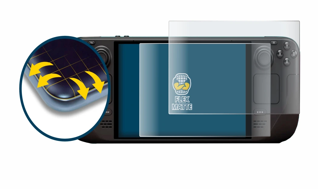 Image de l'appareil Valve Steam Deck OLED avec une grande variété de protections d'écran.