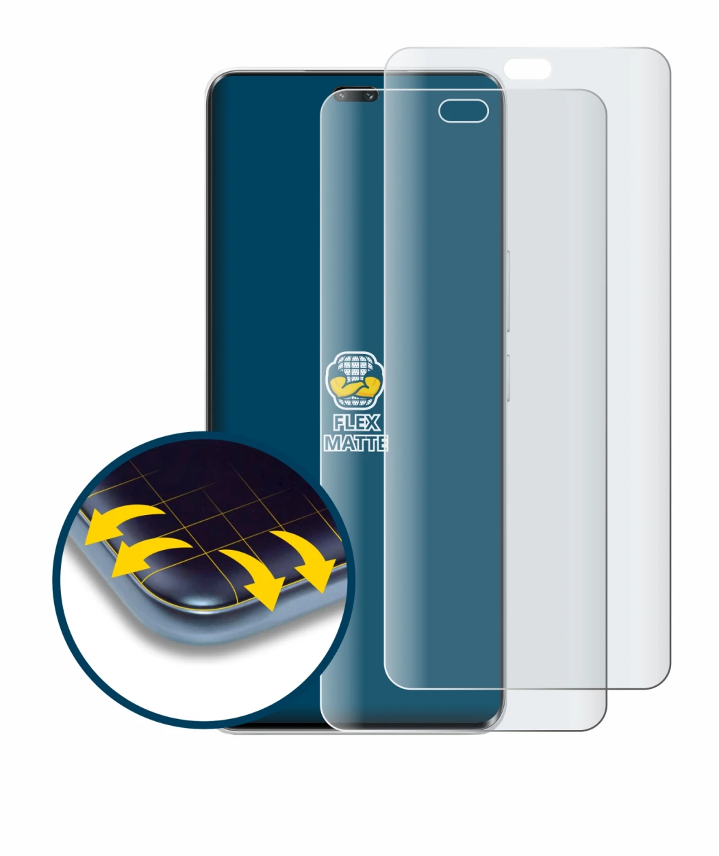 Image de l'appareil Honor 200 Pro avec une grande variété de protections d'écran.