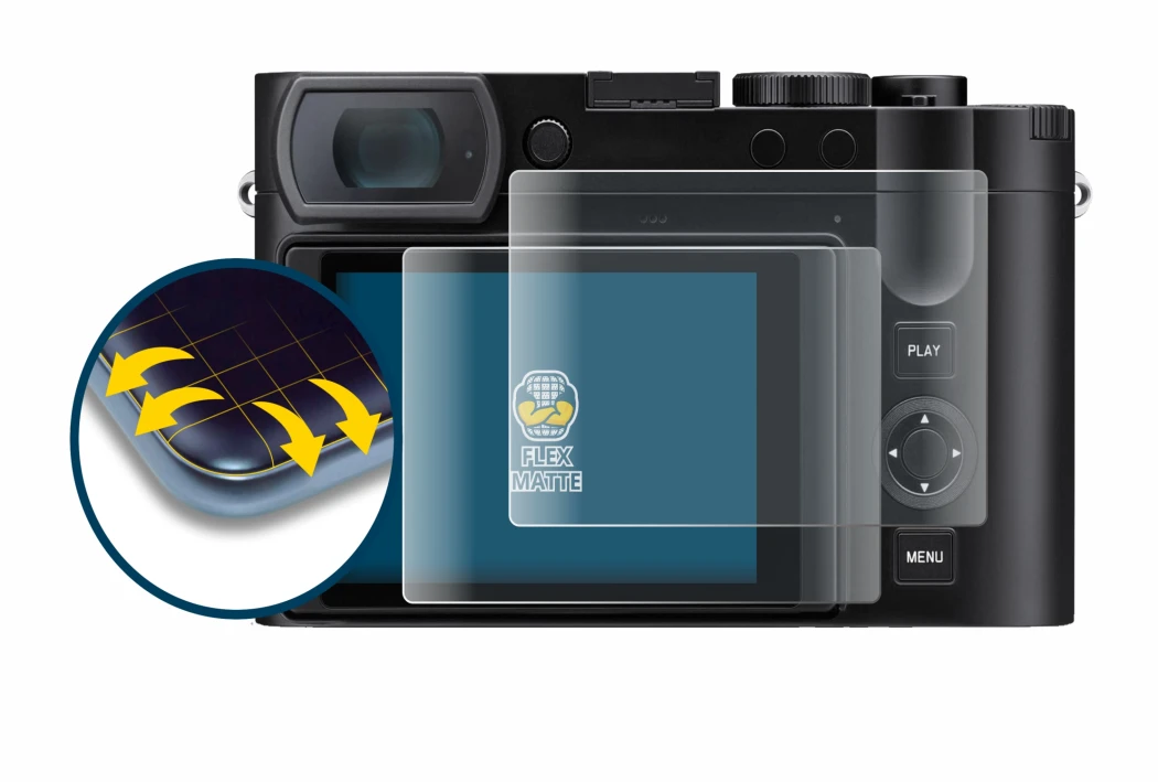 Image de l'appareil Leica Q3 43 avec une grande variété de protections d'écran.