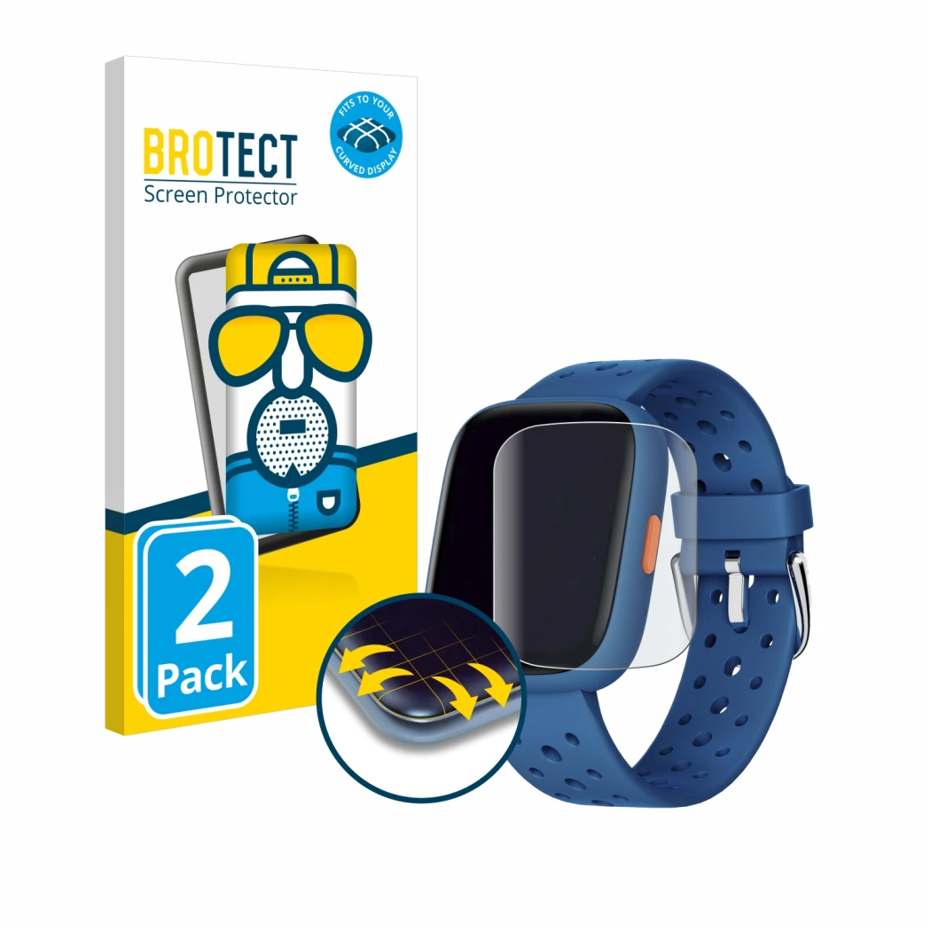 Face avant d’un emballage produit avec le logo de la marque BROTECT. À côté, l’appareil Biggerfive BW02 est représenté avec la