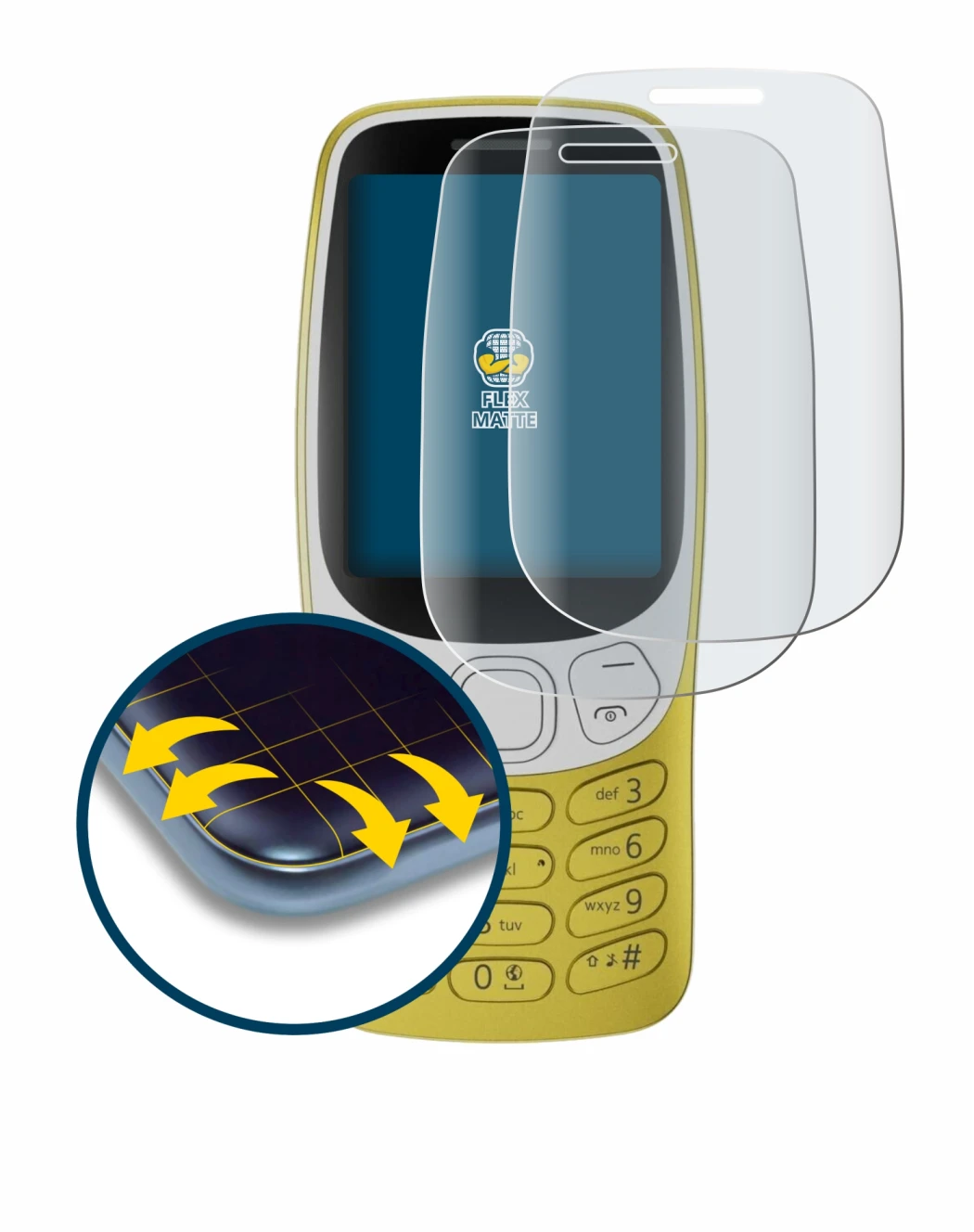 Image de l'appareil Nokia 3210 avec une grande variété de protections d'écran.