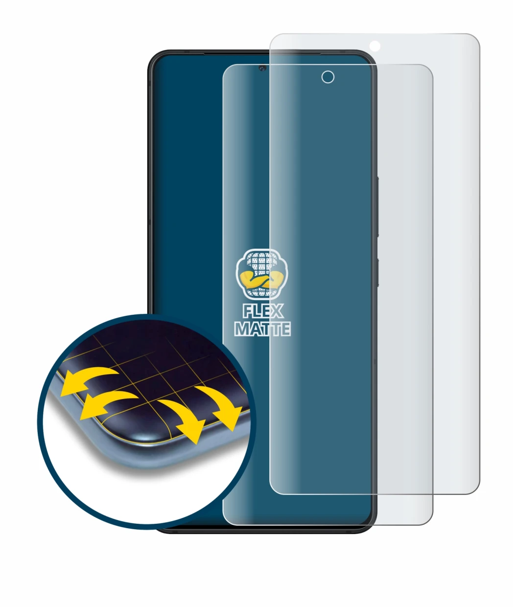 Image de l'appareil ASUS ROG Phone 9 avec une grande variété de protections d'écran.