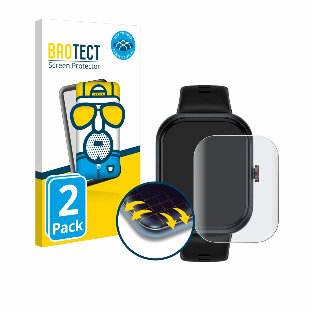 Face avant d’un emballage produit avec le logo de la marque BROTECT. À côté, l’appareil Honor Choice Connected Watch est repré