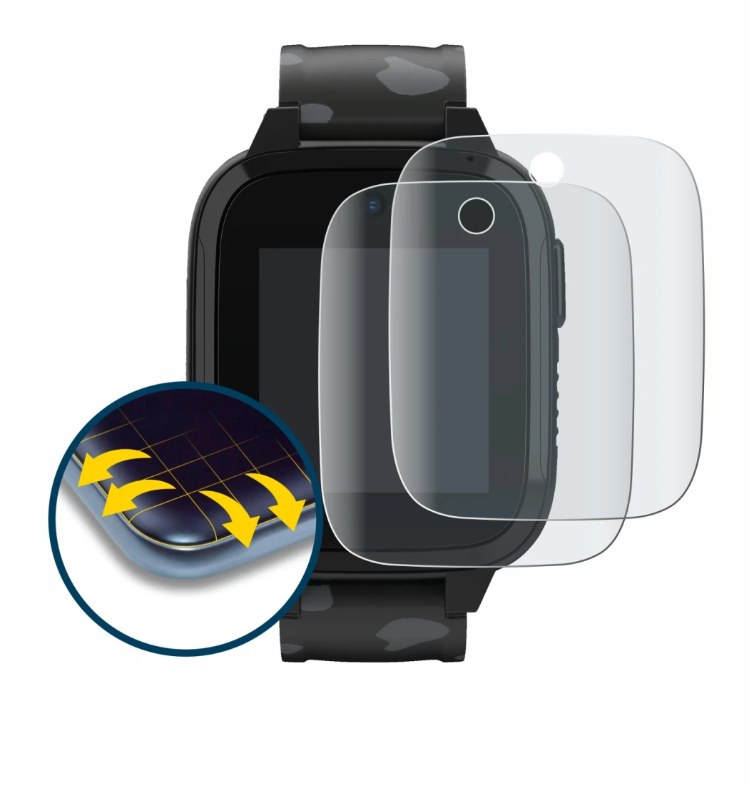 Image de l'appareil Xplora XGO3 (2e Gen.) avec une grande variété de protections d'écran.