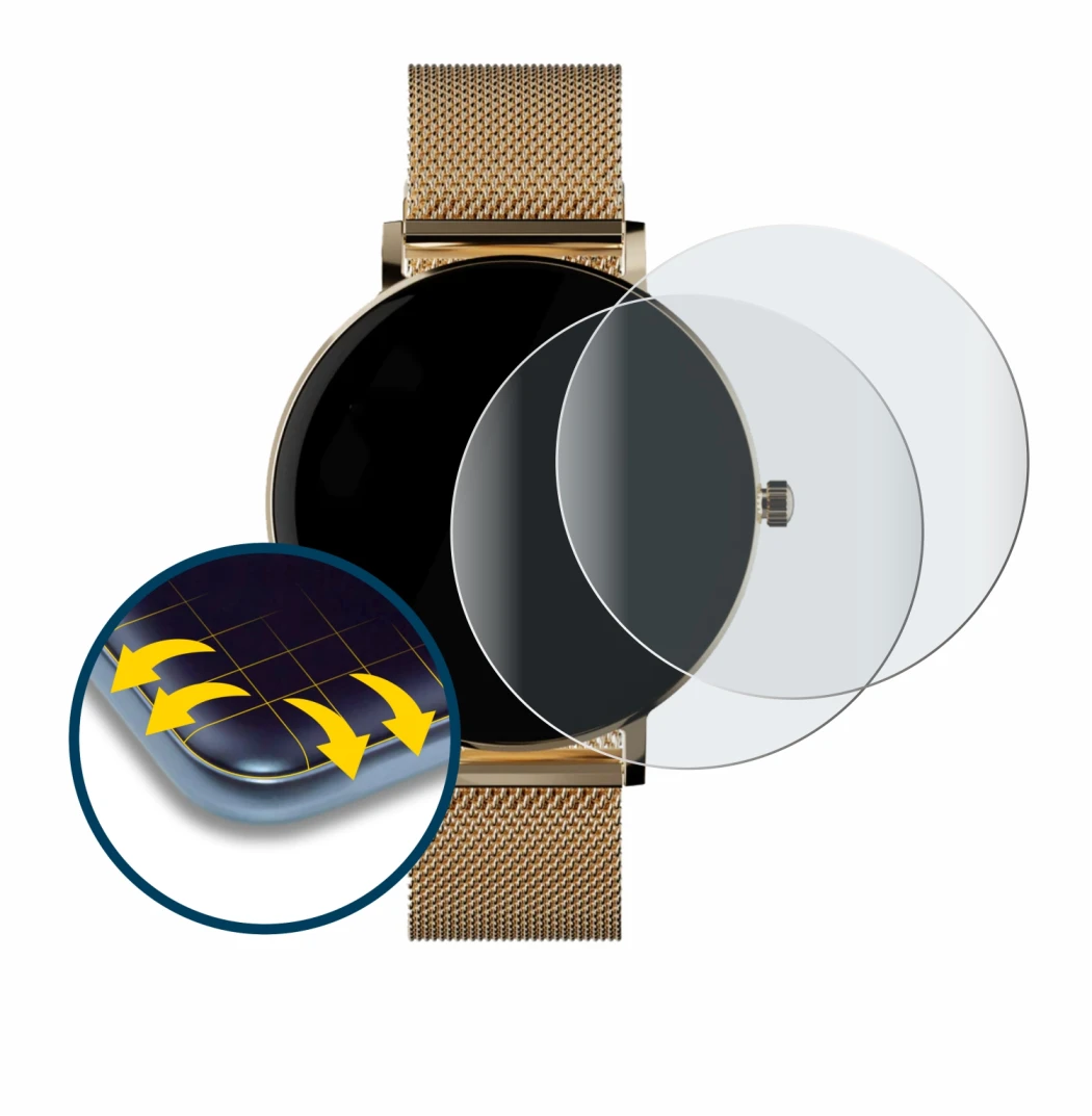 Image de l'appareil ZenWatch Venice Pro avec une grande variété de protections d'écran.