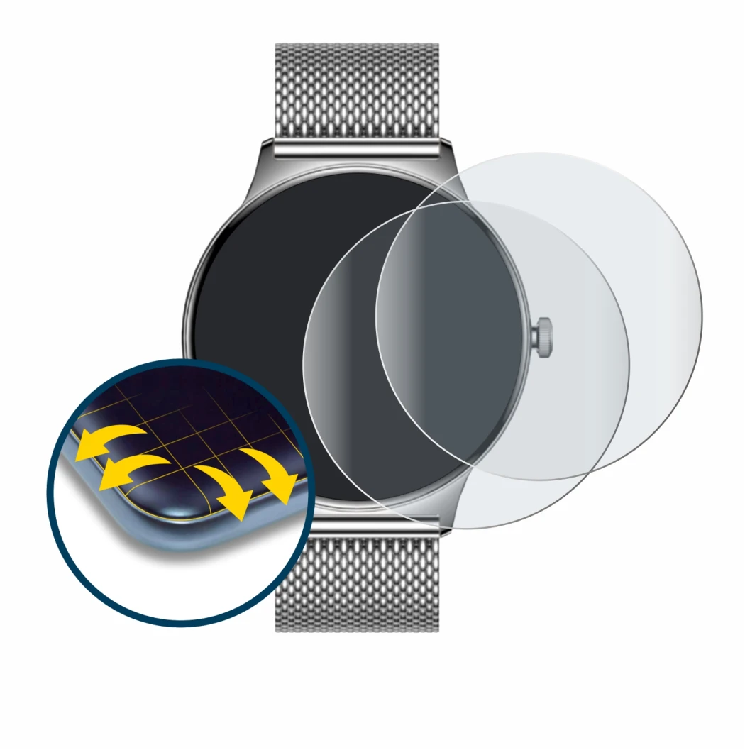 Image de l'appareil Pireware Slim Smartwatch avec une grande variété de protections d'écran.