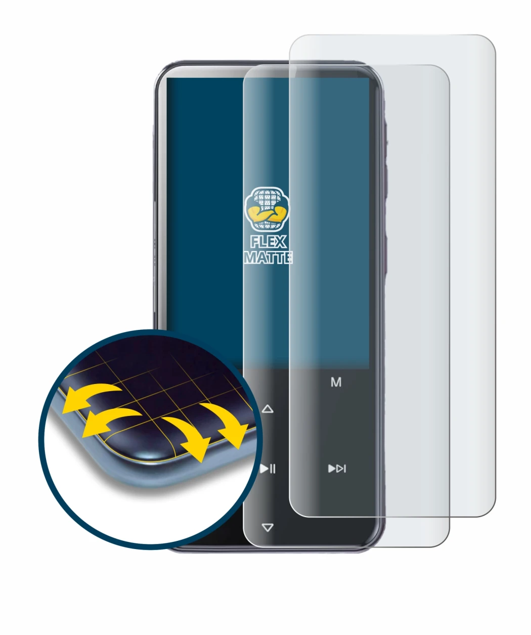 Image de l'appareil AGPtek M3 avec une grande variété de protections d'écran.