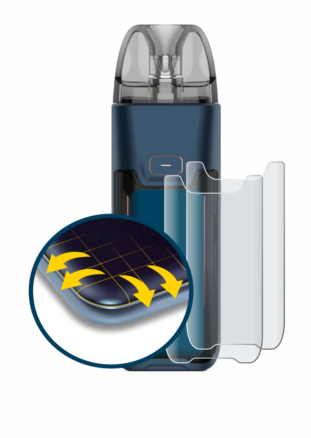 Image de l'appareil Vaporesso Luxe XR Max 2 avec une grande variété de protections d'écran.