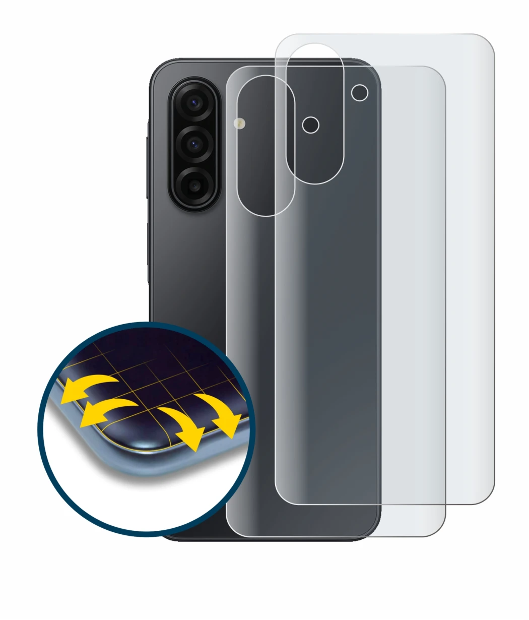 Image de l'appareil Samsung Galaxy A17 5G (Arrière) avec une grande variété de protections d'écran.