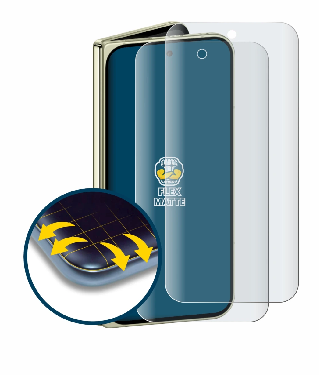 Image de l'appareil Google Pixel 10 Pro Fold avec une grande variété de protections d'écran.