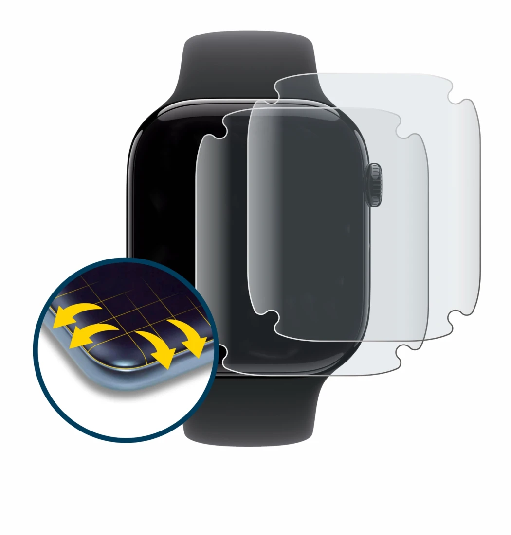 Image de l'appareil Apple Watch Series 11 (46 mm) avec une grande variété de protections d'écran.