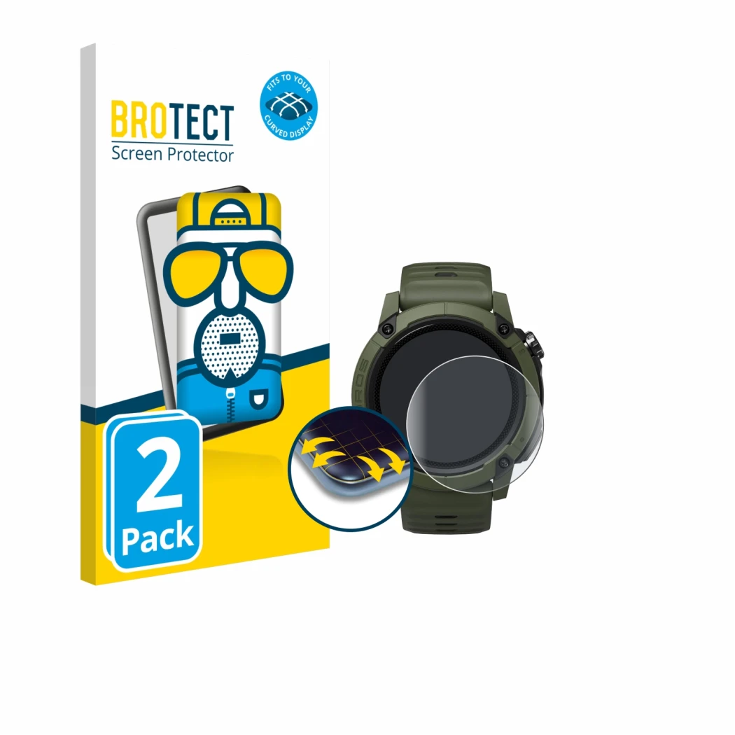 Face avant d’un emballage produit avec le logo de la marque BROTECT. À côté, l’appareil Coros NOMAD est représenté avec la pro