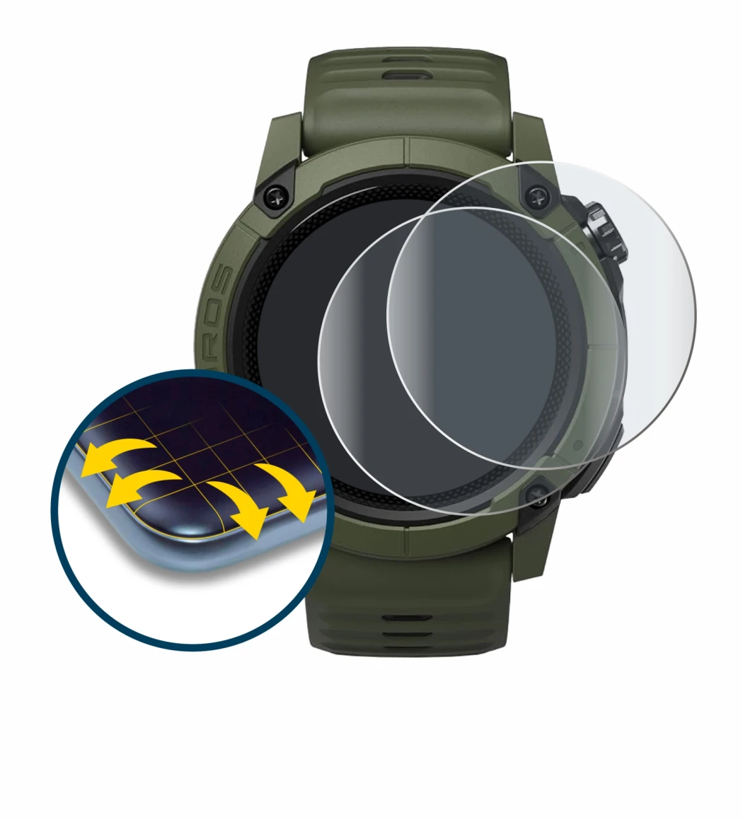 Image de l'appareil Coros NOMAD avec une grande variété de protections d'écran.