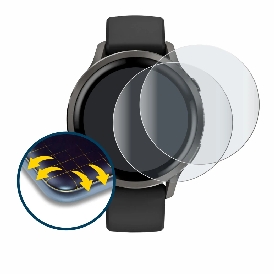 Image de l'appareil Garmin Venu 4 (41 mm) avec une grande variété de protections d'écran.