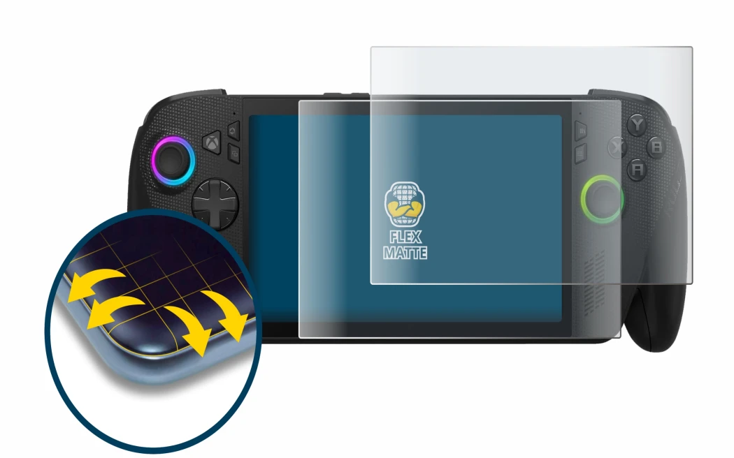 Image de l'appareil ASUS ROG Xbox Ally X avec une grande variété de protections d'écran.