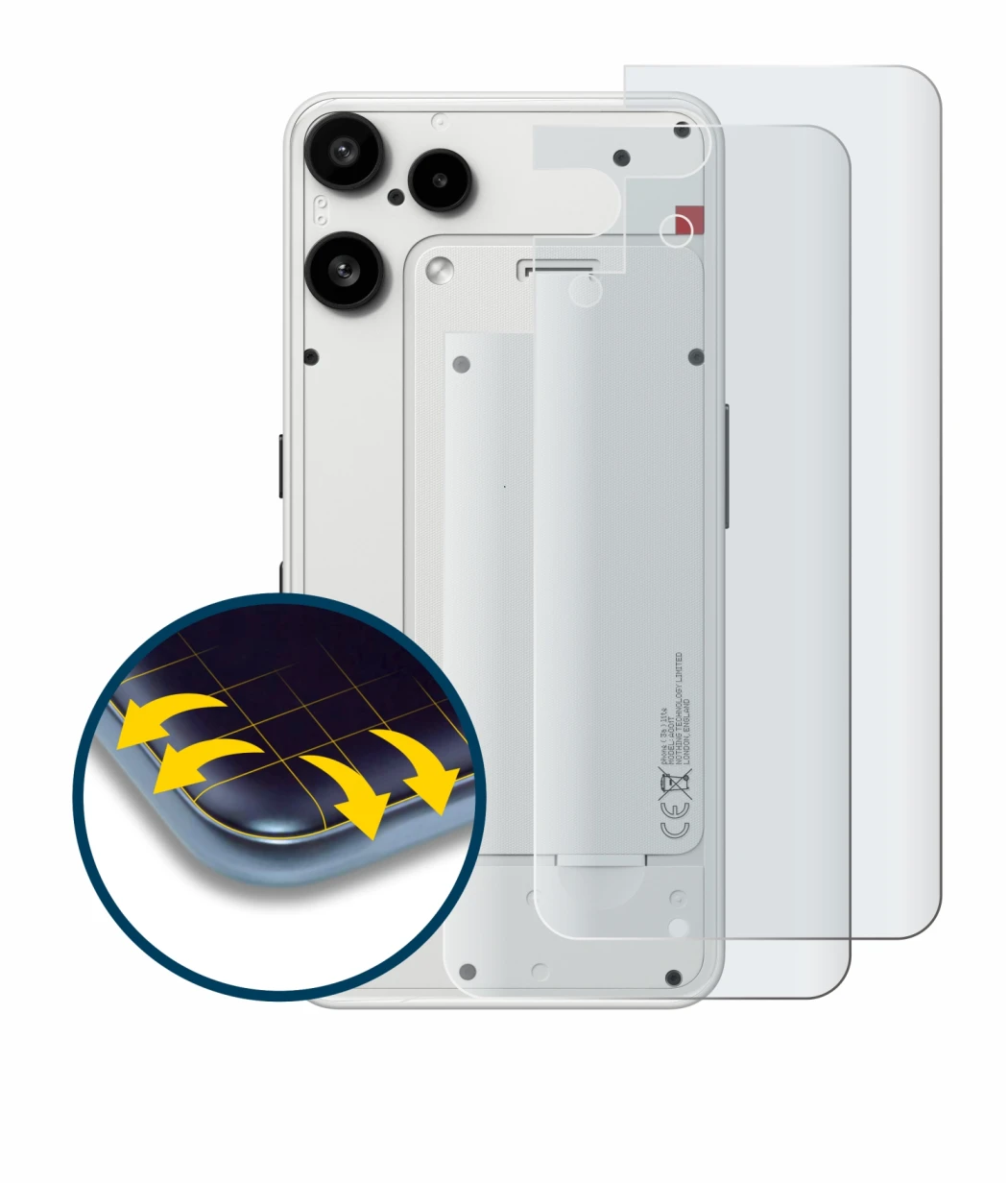 Image de l'appareil Nothing Phone (3a) Lite (Arrière) avec une grande variété de protections d'écran.