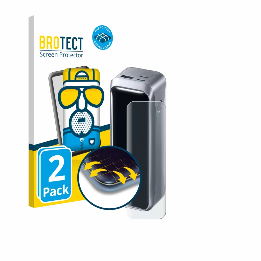 Face avant d’un emballage produit avec le logo de la marque BROTECT. À côté, l’appareil Anker Prime 220 W est représenté avec