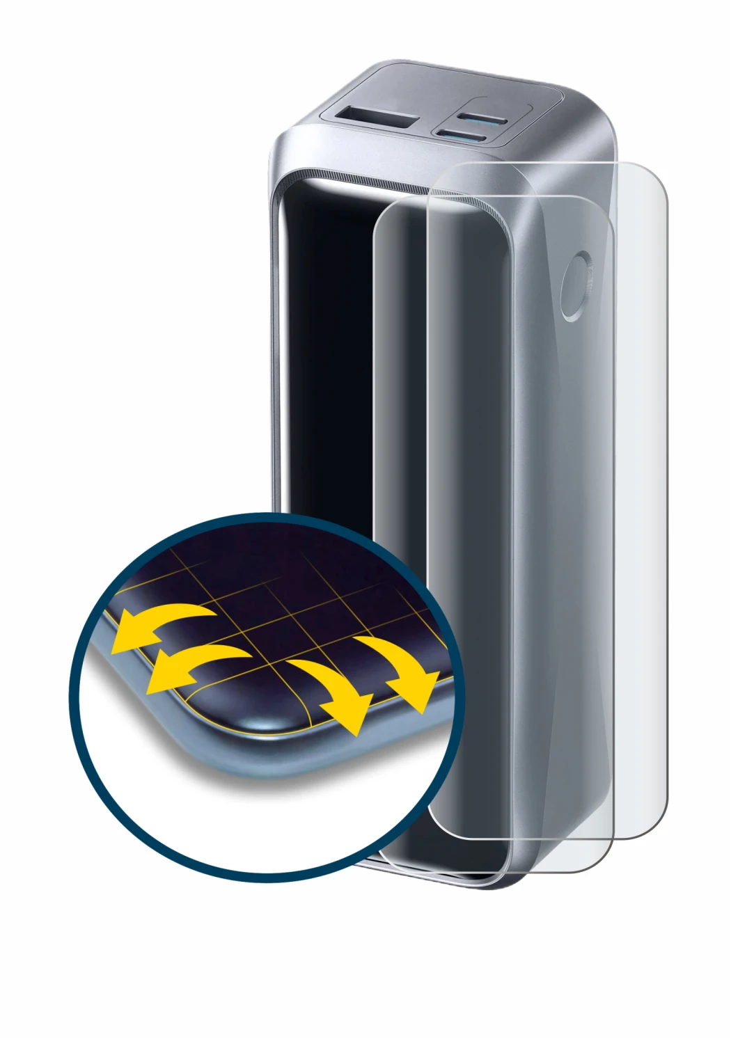 Image de l'appareil Anker Prime 220 W avec une grande variété de protections d'écran.