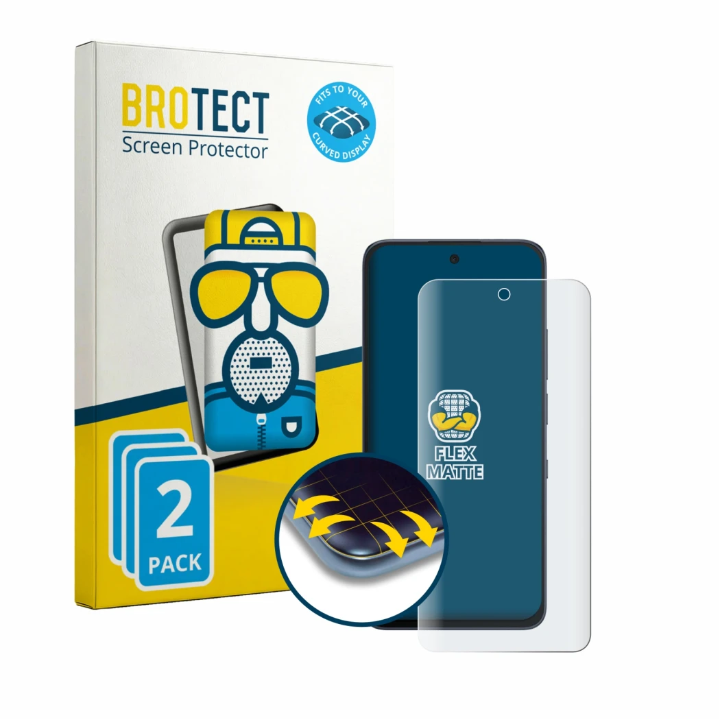 Face avant d’un emballage produit avec le logo de la marque BROTECT. À côté, l’appareil TCL NxtPaper 70 Pro est représenté ave