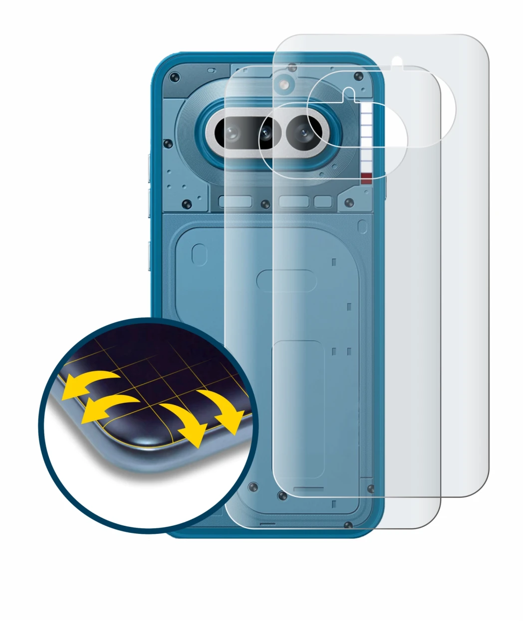 Image de l'appareil Nothing Phone (4a) (Arrière) avec une grande variété de protections d'écran.