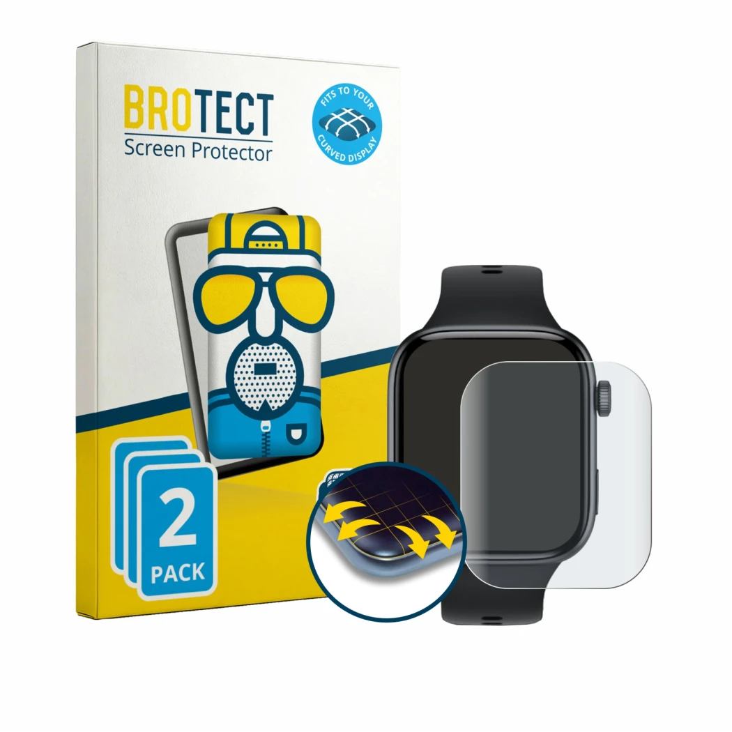 Face avant d’un emballage produit avec le logo de la marque BROTECT. À côté, l’appareil Honor Watch X5i est représenté avec la