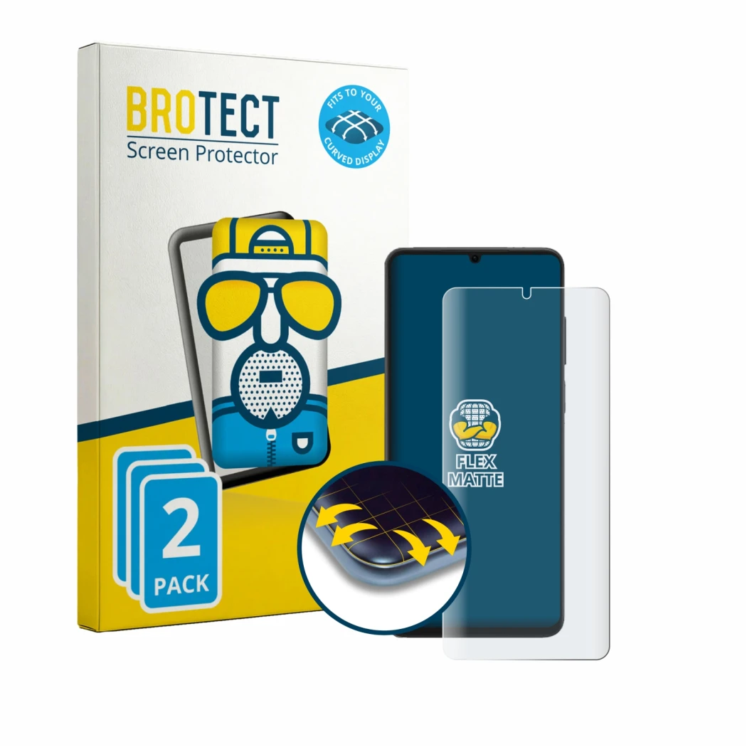 Face avant d’un emballage produit avec le logo de la marque BROTECT. À côté, l’appareil Honor X6d est représenté avec la prote