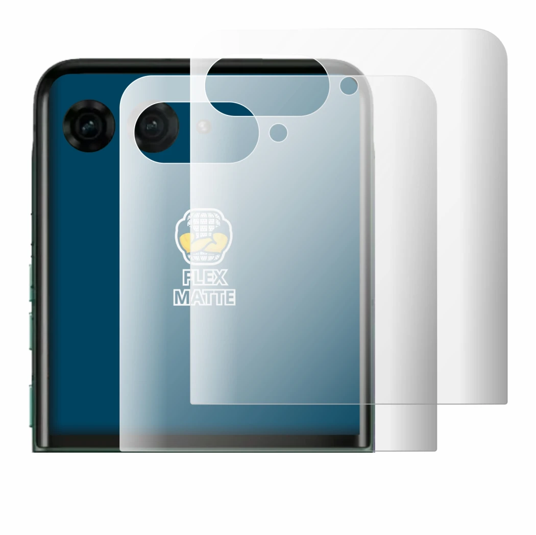 Image de l'appareil Motorola Razr 70 Plus (Affichage arrière) avec une grande variété de protections d'écran.