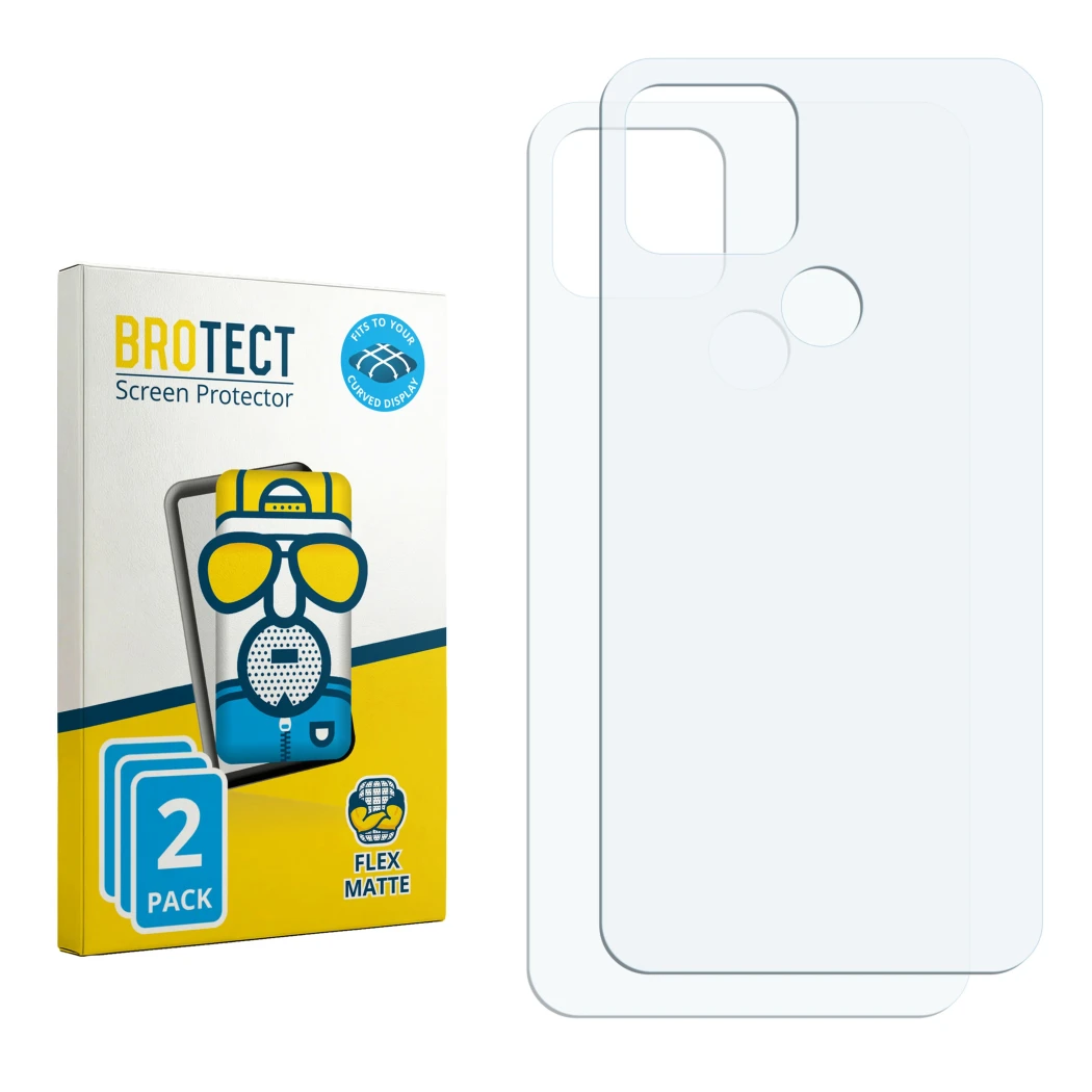 Face avant d’un emballage produit avec le logo de la marque BROTECT. À côté se trouve la protection d’écran correspondante.
