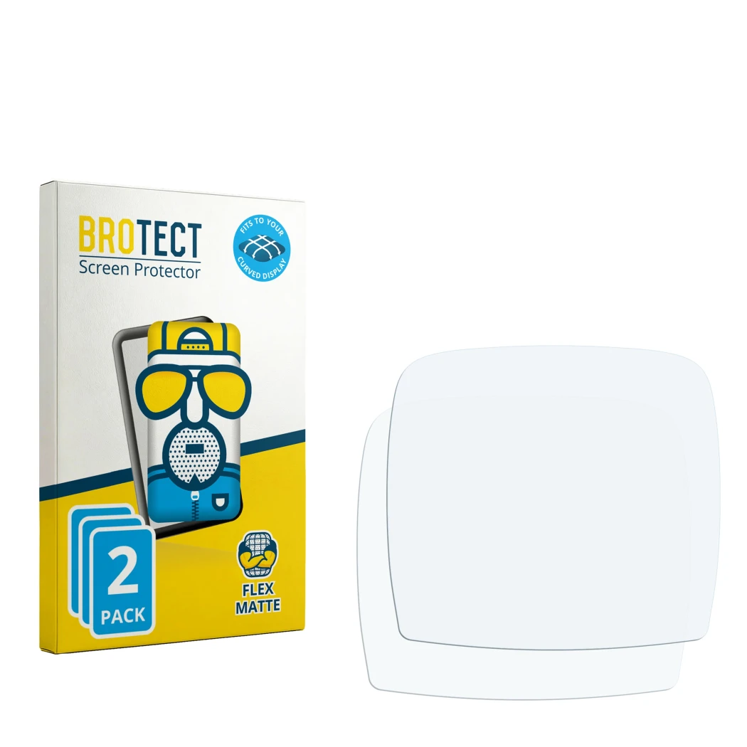 Face avant d’un emballage produit avec le logo de la marque BROTECT. À côté se trouve la protection d’écran correspondante.