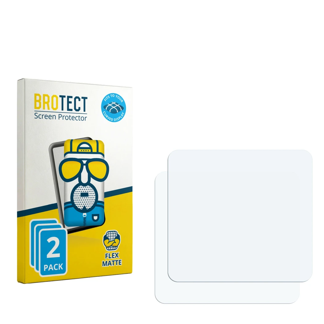 Face avant d’un emballage produit avec le logo de la marque BROTECT. À côté se trouve la protection d’écran correspondante.