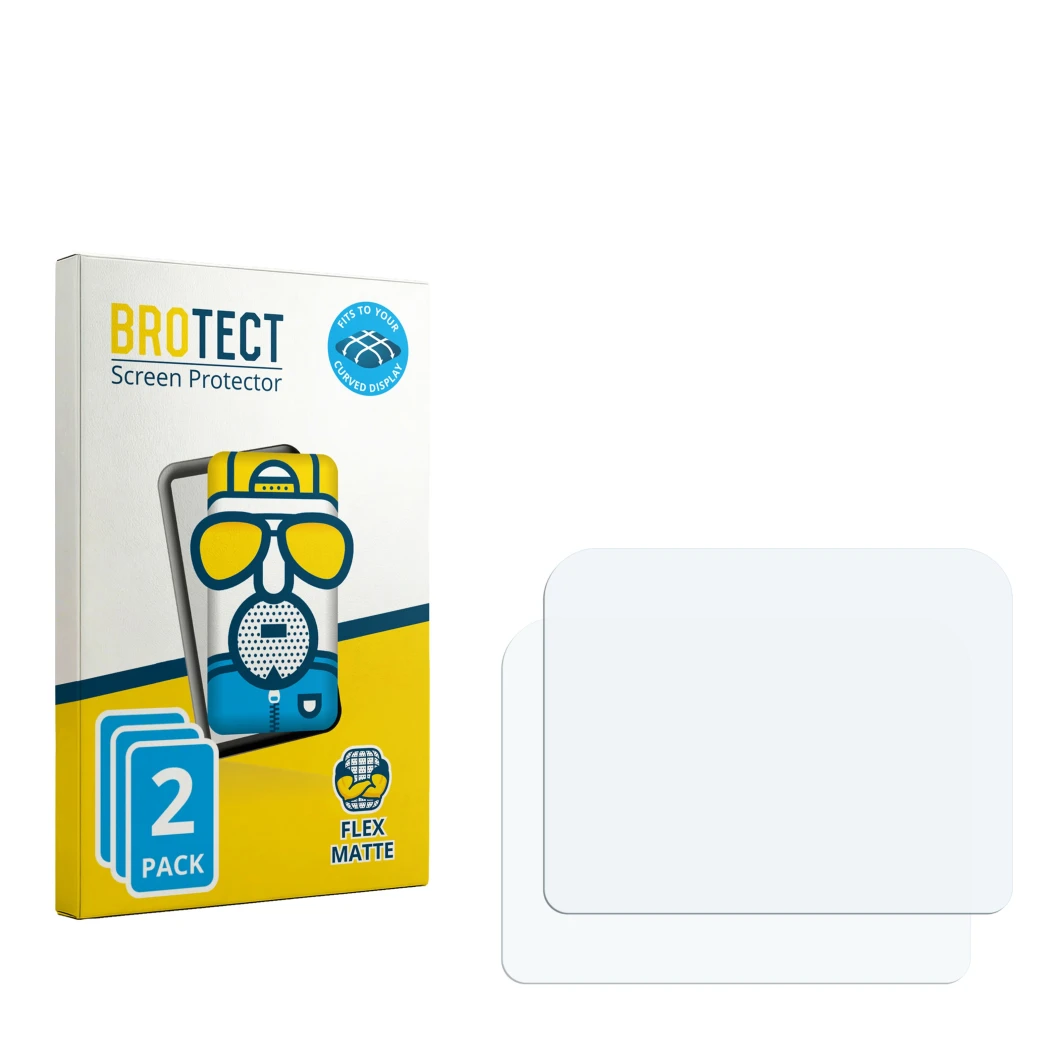 Face avant d’un emballage produit avec le logo de la marque BROTECT. À côté se trouve la protection d’écran correspondante.
