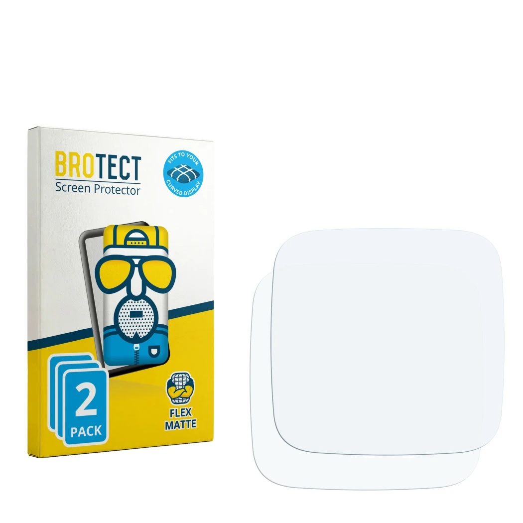 Face avant d’un emballage produit avec le logo de la marque BROTECT. À côté se trouve la protection d’écran correspondante.