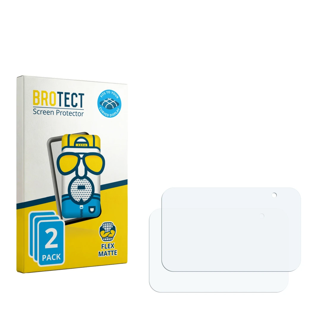 Face avant d’un emballage produit avec le logo de la marque BROTECT. À côté se trouve la protection d’écran correspondante.