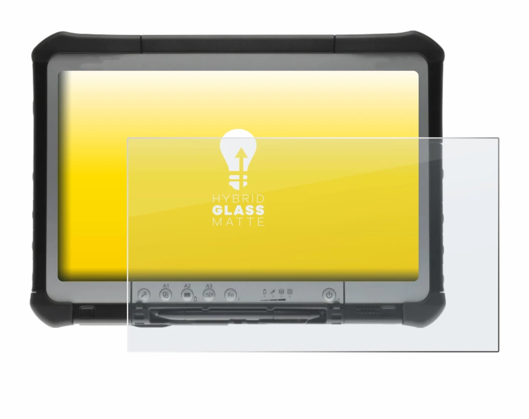 Image de l'appareil Panasonic Toughbook CF-D1 avec une grande variété de protections d'écran.