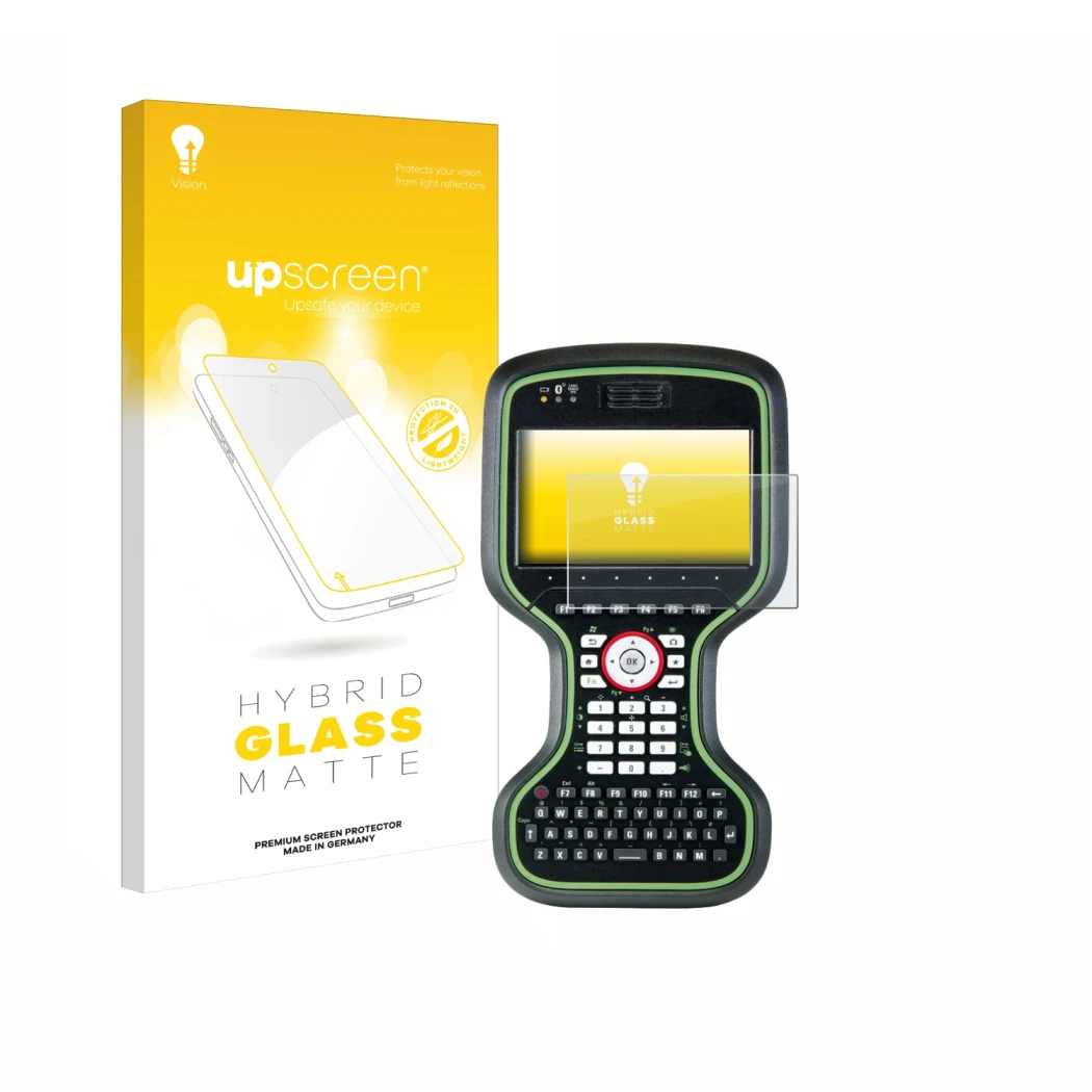 Face avant d’un emballage produit avec le logo de la marque upscreen. À côté, l’appareil Leica CS20 3.75G Disto est représenté