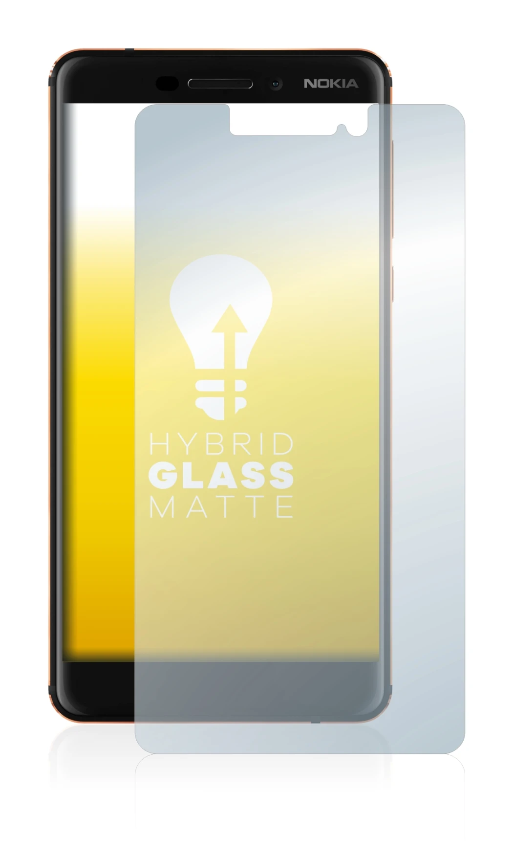 Image de l'appareil Nokia 6.1 avec une grande variété de protections d'écran.