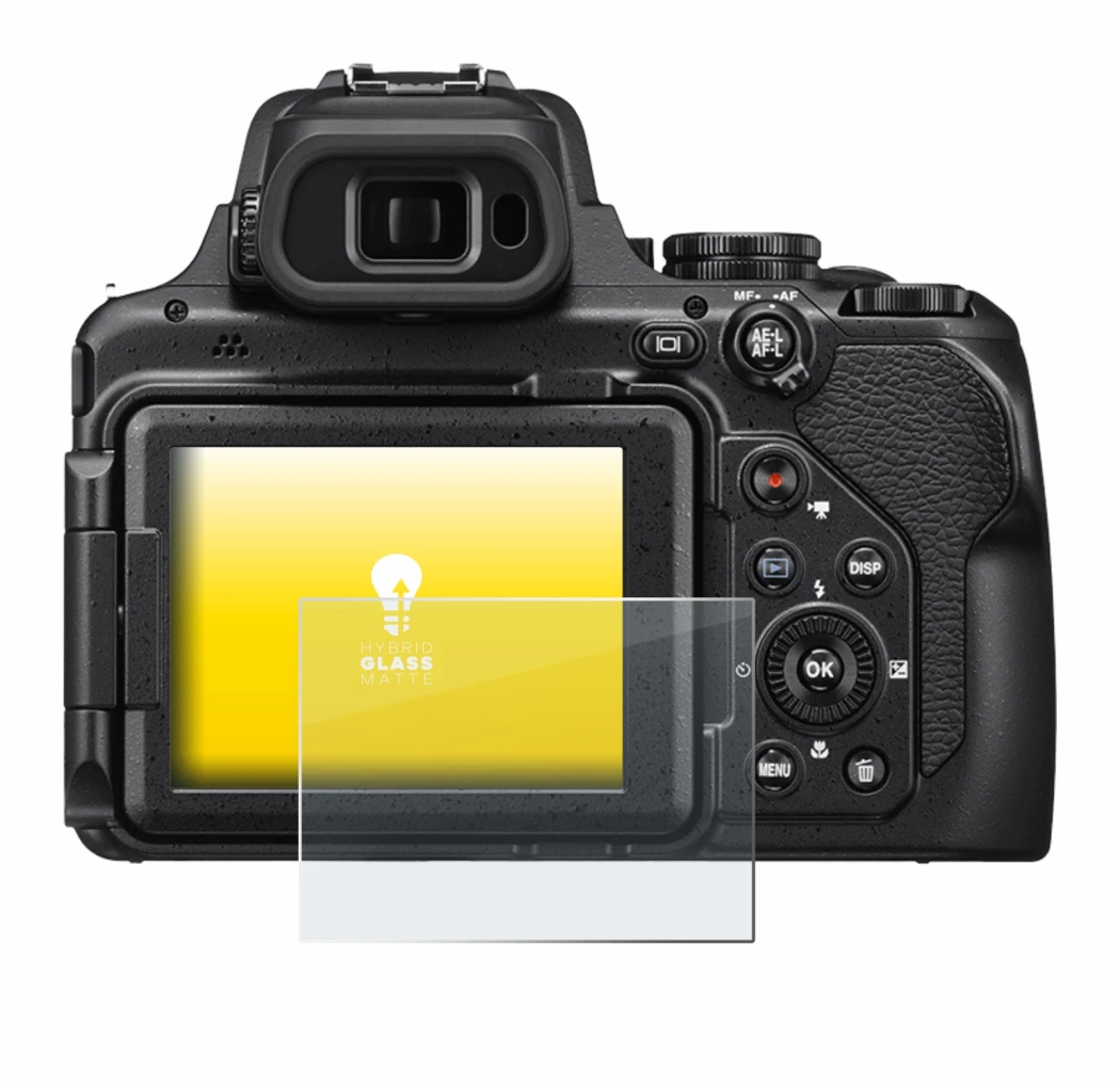 Image de l'appareil Nikon Coolpix P1000 avec une grande variété de protections d'écran.