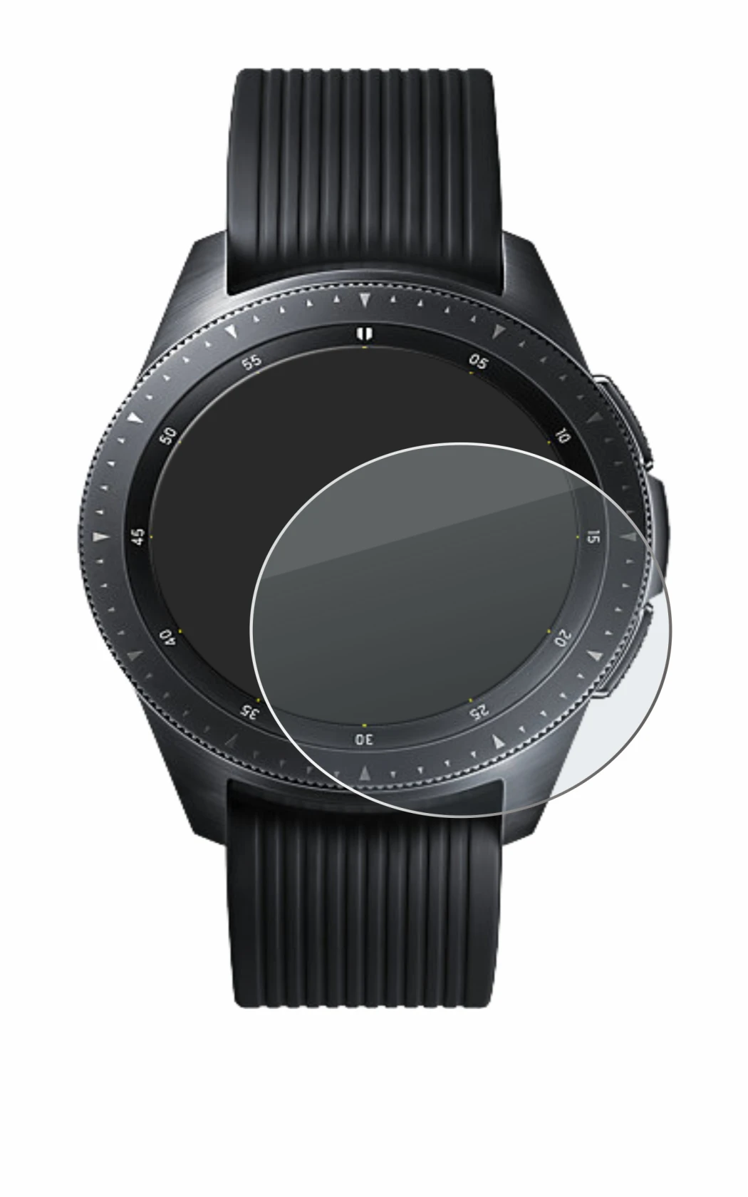 Image de l'appareil Samsung Galaxy Watch (42 mm) avec une grande variété de protections d'écran.