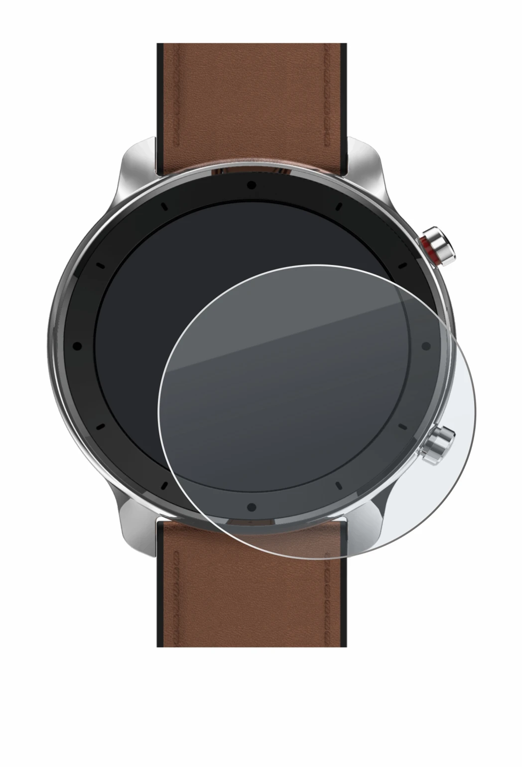 Image de l'appareil Huami Amazfit GTR (47 mm) avec une grande variété de protections d'écran.